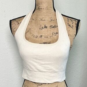 Women's Cream Halter Crop Top